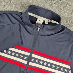 Puma Volition America Quarter Zip Pullover Mens Medium‎ Navy Blue Stars Stripes